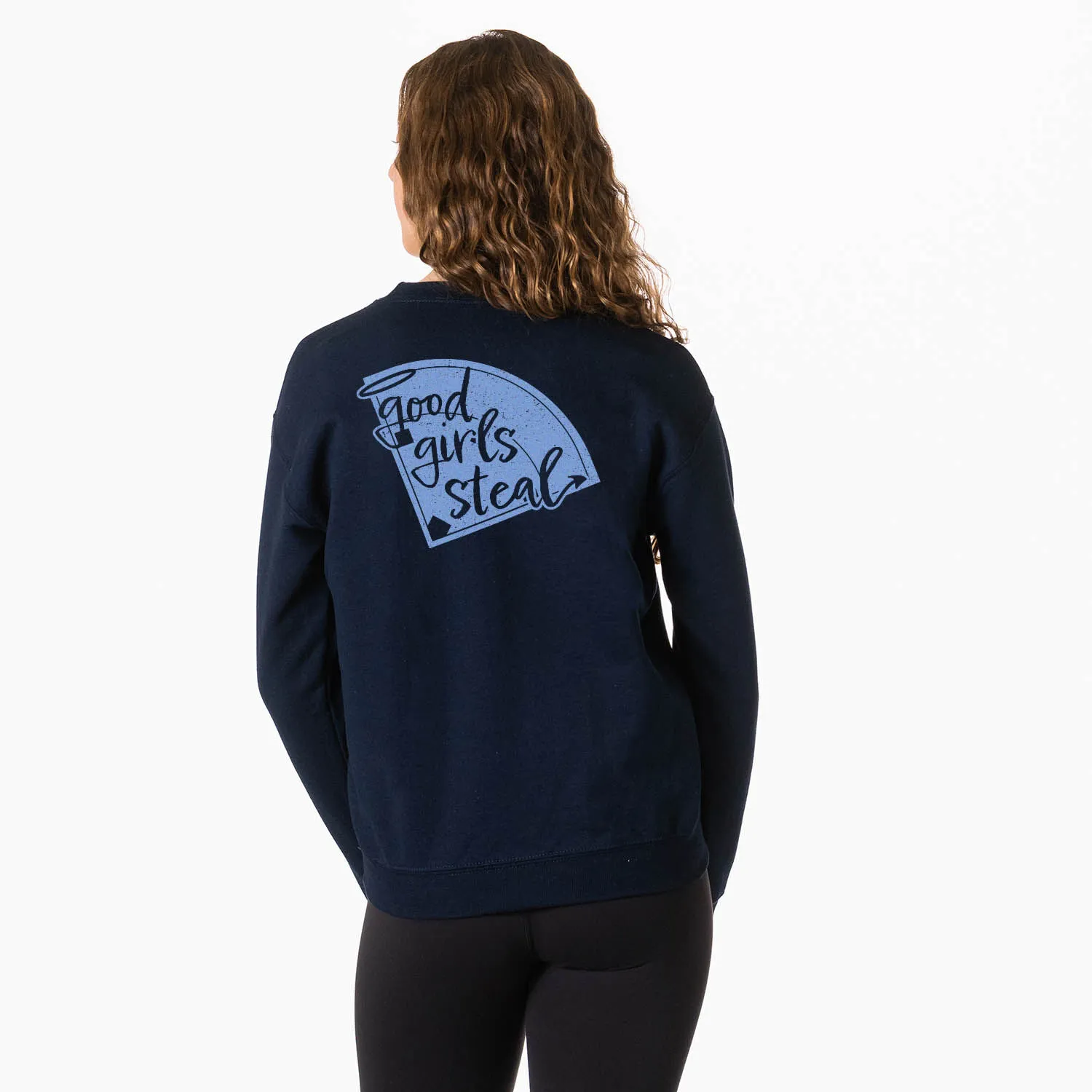 Softball Crewneck Sweatshirt - Good Girls Steal (Back Design) 